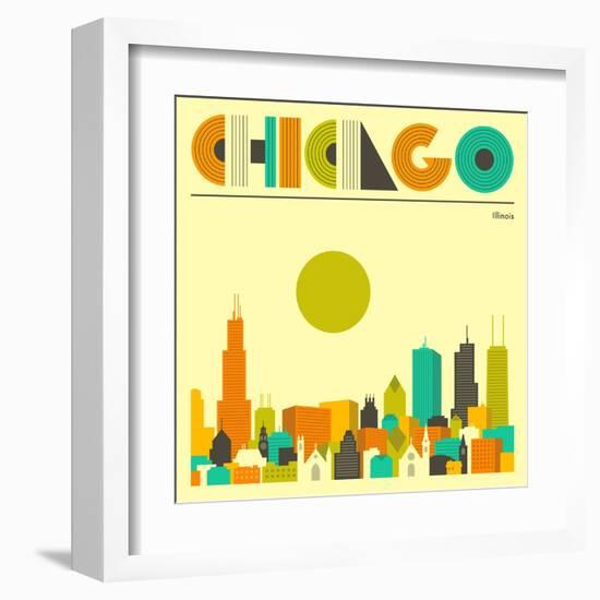 Chicago Skyline-Jazzberry Blue-Framed Art Print