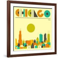 Chicago Skyline-Jazzberry Blue-Framed Art Print