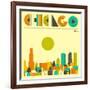 Chicago Skyline-Jazzberry Blue-Framed Art Print