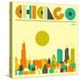 Chicago Skyline-Jazzberry Blue-Stretched Canvas