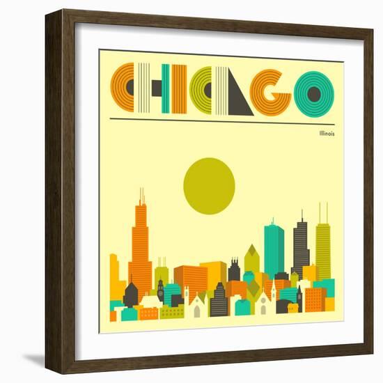 Chicago Skyline-Jazzberry Blue-Framed Art Print