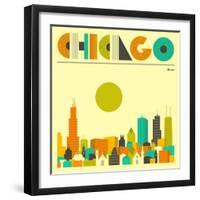 Chicago Skyline-Jazzberry Blue-Framed Art Print