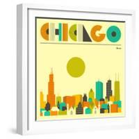 Chicago Skyline-Jazzberry Blue-Framed Art Print