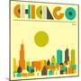 Chicago Skyline-Jazzberry Blue-Mounted Art Print