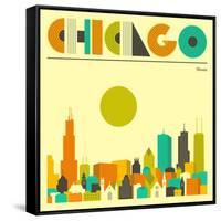 Chicago Skyline-Jazzberry Blue-Framed Stretched Canvas