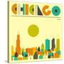 Chicago Skyline-Jazzberry Blue-Stretched Canvas