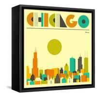 Chicago Skyline-Jazzberry Blue-Framed Stretched Canvas