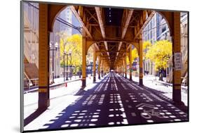 Chicago Street-Elevate Train-null-Mounted Premium Giclee Print