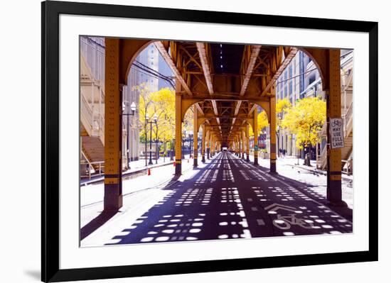 Chicago Street-Elevate Train-null-Framed Premium Giclee Print