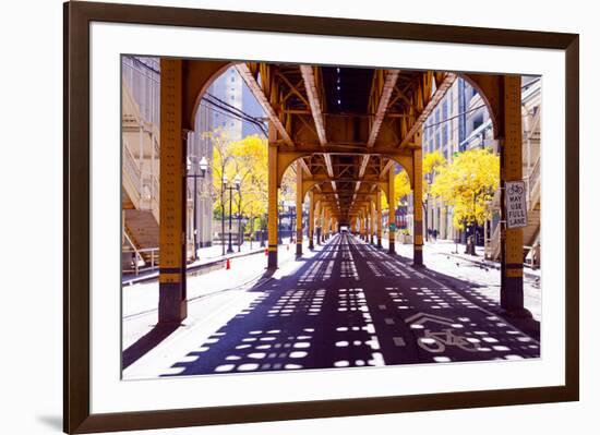 Chicago Street-Elevate Train-null-Framed Premium Giclee Print