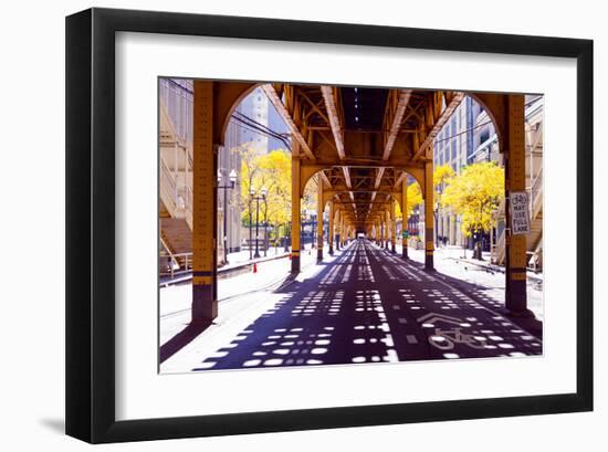 Chicago Street-Elevate Train-null-Framed Art Print