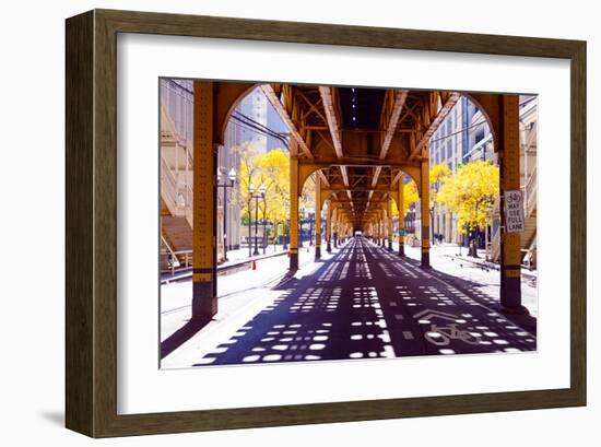 Chicago Street-Elevate Train-null-Framed Art Print