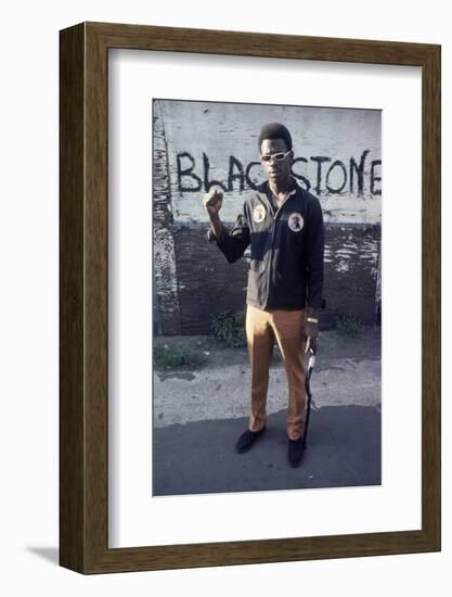 Chicago Street Gang Member from the Blackstone Rangers Showing His Fist, Chicago, IL, 1968-Declan Haun-Framed Photographic Print