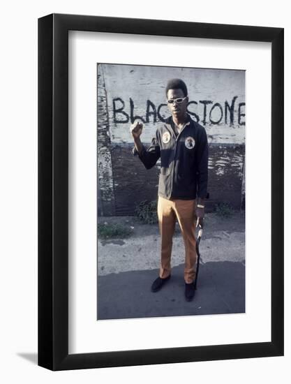 Chicago Street Gang Member from the Blackstone Rangers Showing His Fist, Chicago, IL, 1968-Declan Haun-Framed Premium Photographic Print