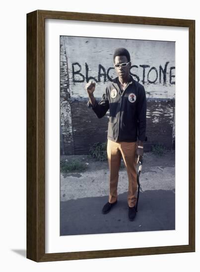 Chicago Street Gang Member from the Blackstone Rangers Showing His Fist, Chicago, IL, 1968-Declan Haun-Framed Photographic Print