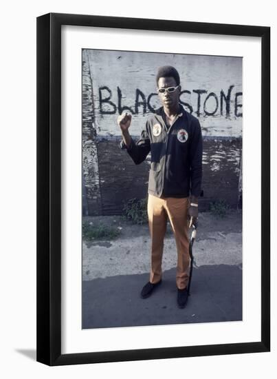 Chicago Street Gang Member from the Blackstone Rangers Showing His Fist, Chicago, IL, 1968-Declan Haun-Framed Photographic Print