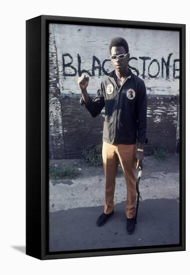 Chicago Street Gang Member from the Blackstone Rangers Showing His Fist, Chicago, IL, 1968-Declan Haun-Framed Stretched Canvas