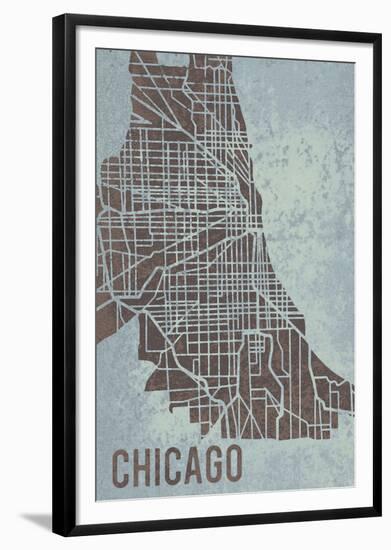 Chicago Street Map-Tom Frazier-Framed Giclee Print