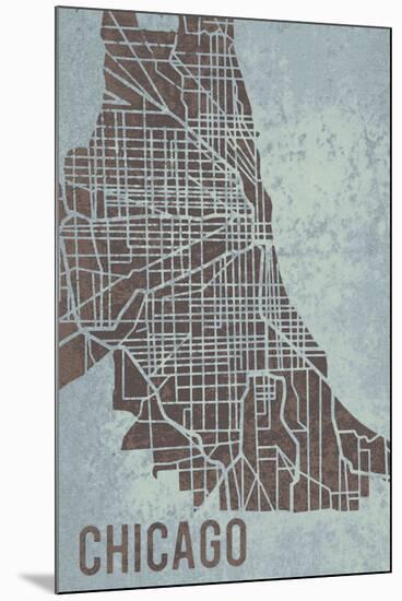 Chicago Street Map-Tom Frazier-Mounted Giclee Print
