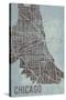 Chicago Street Map-Tom Frazier-Stretched Canvas