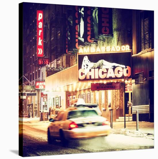 Chicago the Musical - Ambassador Theatre by Winter Night at Times Square-Philippe Hugonnard-Stretched Canvas