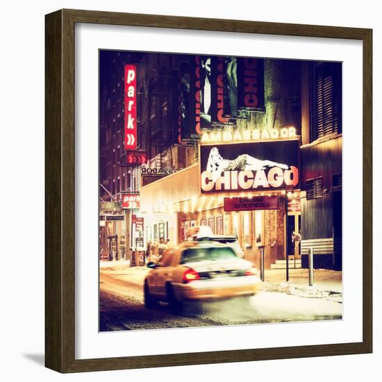 Chicago the Musical - Ambassador Theatre by Winter Night at Times Square-Philippe Hugonnard-Framed Photographic Print