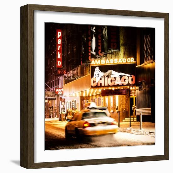 Chicago the Musical - Ambassador Theatre by Winter Night at Times Square-Philippe Hugonnard-Framed Photographic Print