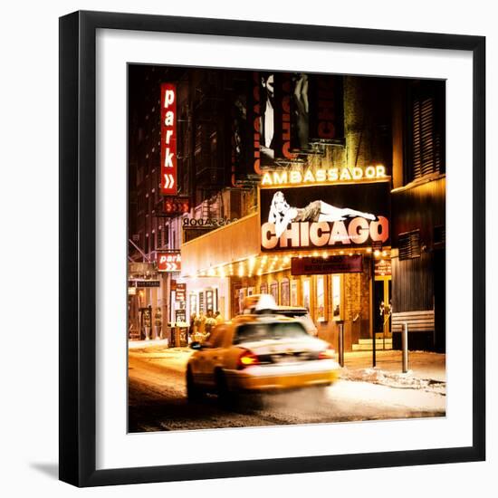 Chicago the Musical - Ambassador Theatre by Winter Night at Times Square-Philippe Hugonnard-Framed Photographic Print