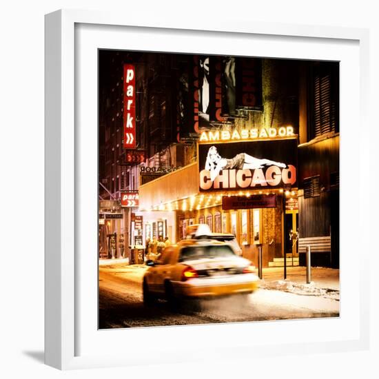 Chicago the Musical - Ambassador Theatre by Winter Night at Times Square-Philippe Hugonnard-Framed Photographic Print