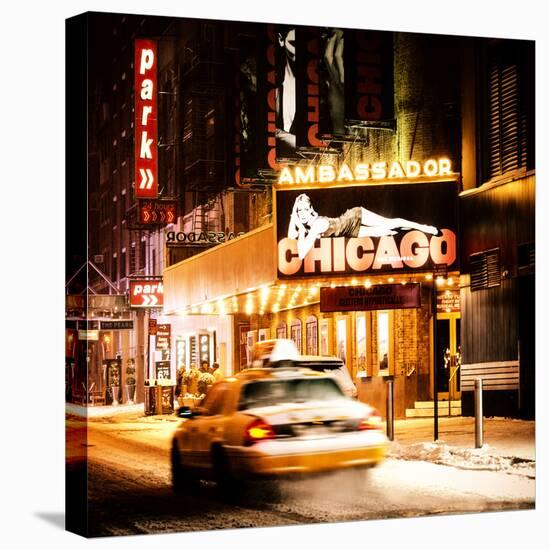 Chicago the Musical - Ambassador Theatre by Winter Night at Times Square-Philippe Hugonnard-Stretched Canvas