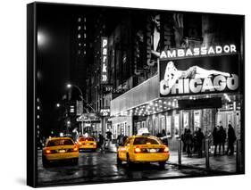 Chicago the Musical - Yellow Cabs in front of the Ambassador Theatre in Times Square by Night-Philippe Hugonnard-Framed Stretched Canvas