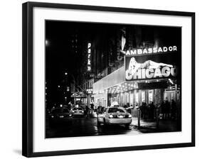 Chicago the Musical - Yellow Cabs in front of the Ambassador Theatre in Times Square by Night-Philippe Hugonnard-Framed Photographic Print