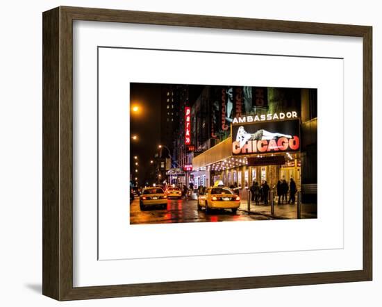 Chicago the Musical - Yellow Cabs in front of the Ambassador Theatre in Times Square by Night-Philippe Hugonnard-Framed Art Print