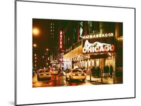 Chicago the Musical - Yellow Cabs in front of the Ambassador Theatre in Times Square by Night-Philippe Hugonnard-Mounted Art Print