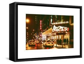 Chicago the Musical - Yellow Cabs in front of the Ambassador Theatre in Times Square by Night-Philippe Hugonnard-Framed Stretched Canvas