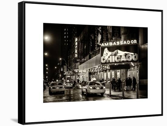 Chicago the Musical - Yellow Cabs in front of the Ambassador Theatre in Times Square by Night-Philippe Hugonnard-Framed Stretched Canvas