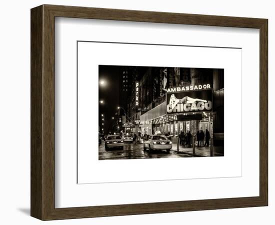 Chicago the Musical - Yellow Cabs in front of the Ambassador Theatre in Times Square by Night-Philippe Hugonnard-Framed Art Print