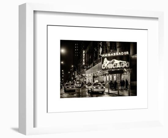 Chicago the Musical - Yellow Cabs in front of the Ambassador Theatre in Times Square by Night-Philippe Hugonnard-Framed Art Print