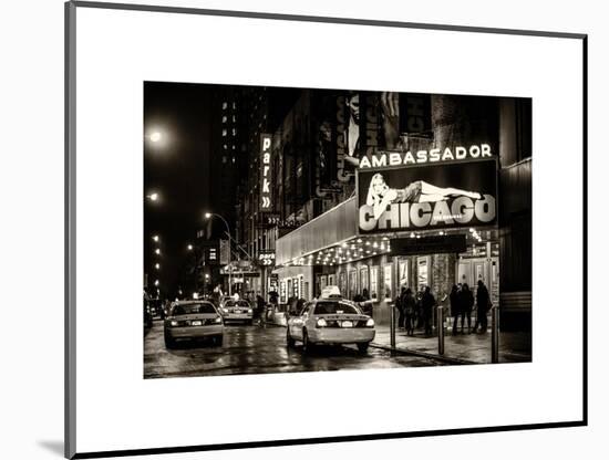 Chicago the Musical - Yellow Cabs in front of the Ambassador Theatre in Times Square by Night-Philippe Hugonnard-Mounted Art Print