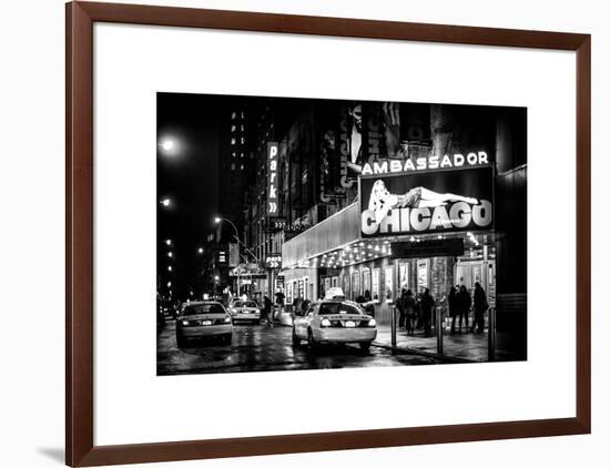 Chicago the Musical - Yellow Cabs in front of the Ambassador Theatre in Times Square by Night-Philippe Hugonnard-Framed Art Print