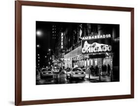 Chicago the Musical - Yellow Cabs in front of the Ambassador Theatre in Times Square by Night-Philippe Hugonnard-Framed Art Print