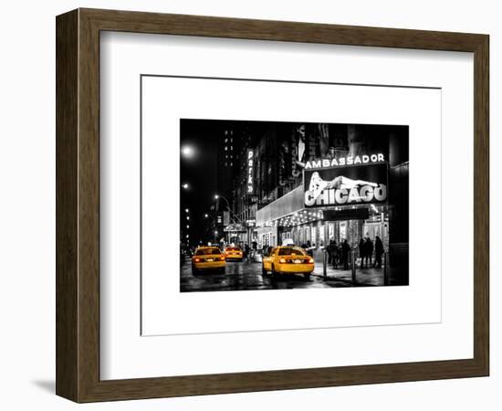 Chicago the Musical - Yellow Cabs in front of the Ambassador Theatre in Times Square by Night-Philippe Hugonnard-Framed Art Print