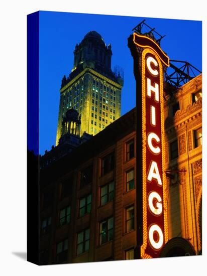 Chicago Theatre Facade and Illuminated Sign, Chicago, United States of America-Richard Cummins-Stretched Canvas