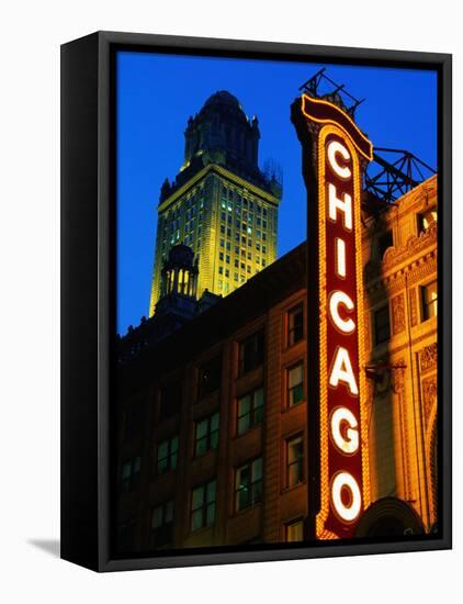 Chicago Theatre Facade and Illuminated Sign, Chicago, United States of America-Richard Cummins-Framed Stretched Canvas