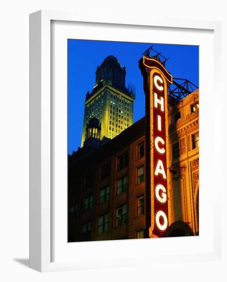 Chicago Theatre Facade and Illuminated Sign, Chicago, United States of America-Richard Cummins-Framed Photographic Print