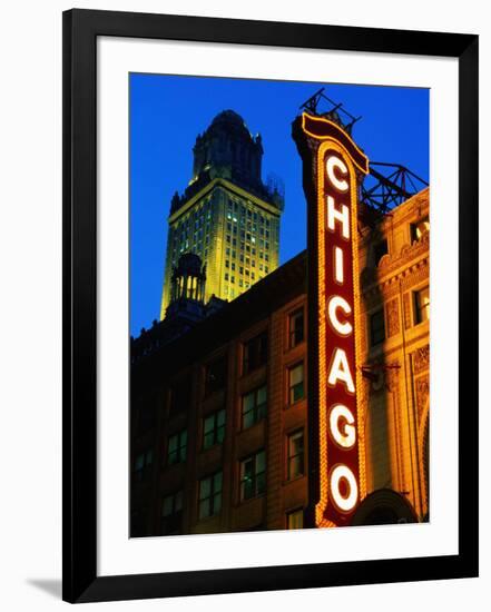 Chicago Theatre Facade and Illuminated Sign, Chicago, United States of America-Richard Cummins-Framed Photographic Print