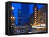 Chicago Theatre marquee at night, Chicago, Cook County, Illinois, USA-null-Framed Stretched Canvas