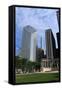 Chicago Towers and Wrigley Square in Millenium Park-Ffooter-Framed Stretched Canvas