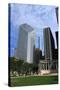 Chicago Towers and Wrigley Square in Millenium Park-Ffooter-Stretched Canvas