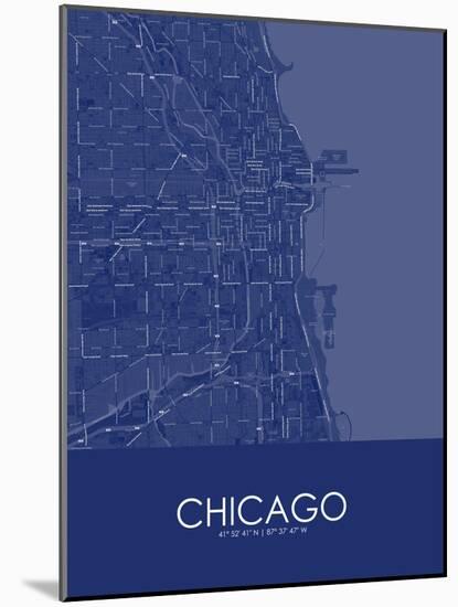 Chicago, United States of America Blue Map-null-Mounted Poster